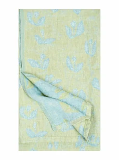 Keittiö- & Kattaustekstiilit|Lapuan Kankurit Kesäkukka-pellavapöytäliina 145 x 260 cm 1 LIME-LIGHT BLUE