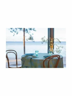 Keittiö- & Kattaustekstiilit|Lapuan Kankurit Kesäkukka-pellavapöytäliina 145 x 260 cm 1 LIME-LIGHT BLUE