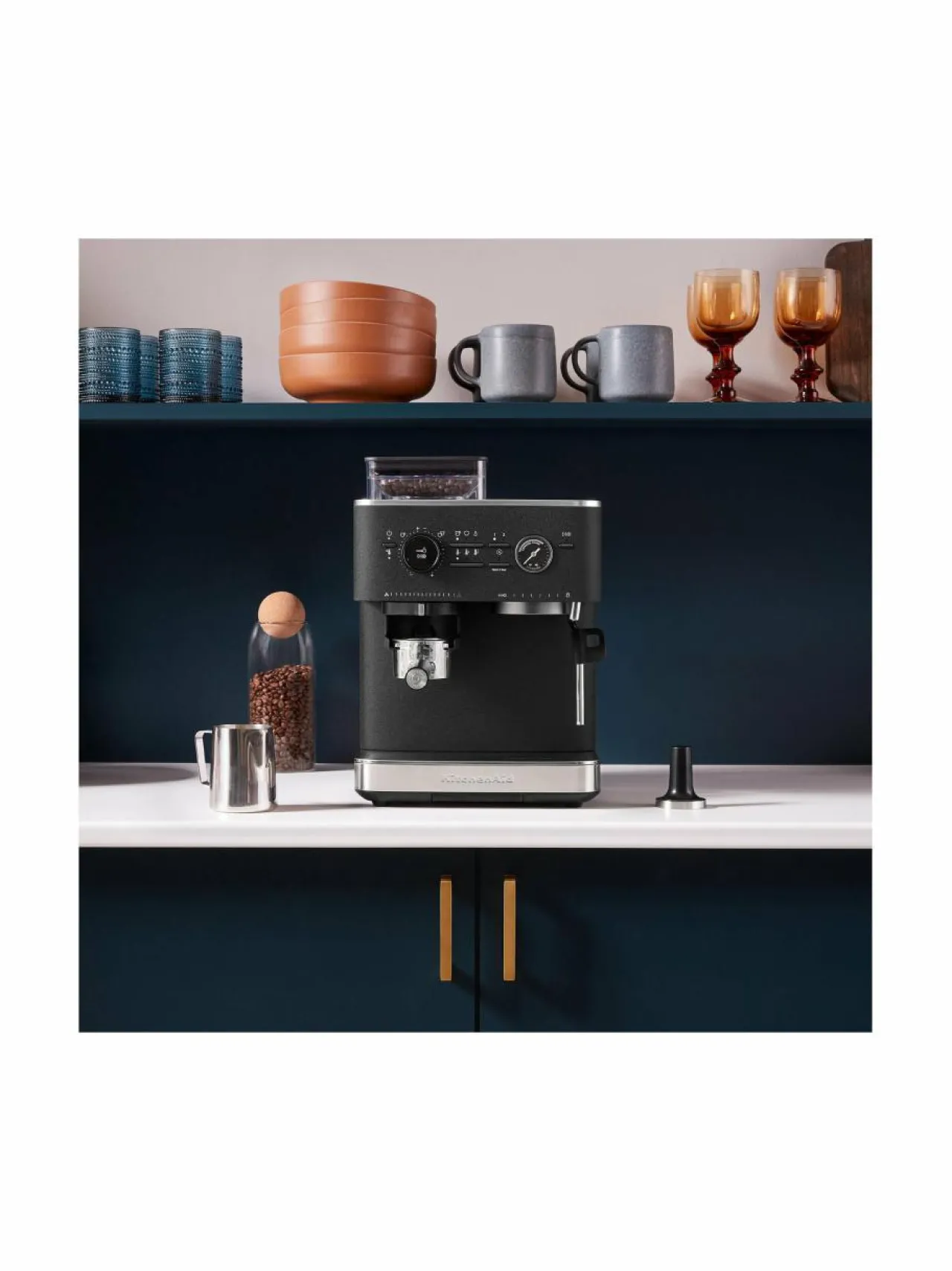 Kahvin- & Vedenkeittimet|KitchenAid KESRBHS Bean Hopper -kahvipapusäiliö puoliautomaattiseen espressokoneeseen BLACK