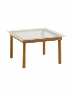 Pöydät|HAY Kofi-sohvapöytä, 60 x 60 cm OAK / CLEAR REEDED GLASS
