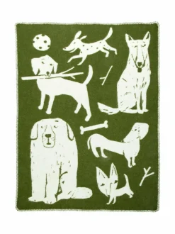 Huovat & Päiväpeitot|Lapuan Kankurit Koirapuisto-villahuopa 90 x 130 cm 4 OLIVE-WHITE