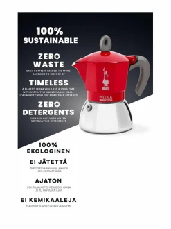 Tee, Kahvi & Vesi|Bialetti 2-kupin Moka Expresss Induction -mutteripannu induktioliedelle RED
