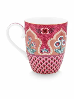Mukit & Kupit & Asetit|PIP Studio Large Flower Festival Scallop -muki 350 ml DARK PINK