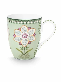 Mukit & Kupit & Asetit|PIP Studio Large Lily & Lotus -posliinimuki 350 ml LIGHT GREEN