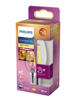 Lamput|Philips LED Classic 25W B35 E14 CL WGD90 SRT4 -kynttilälamppu CLEAR