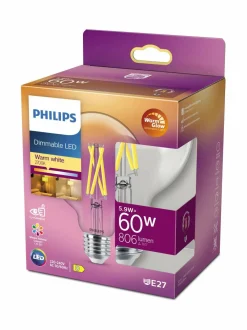 Lamput|Philips LED Classic 60W G93 E27 CL WGD90 1PF/4 -lamppu CLEAR
