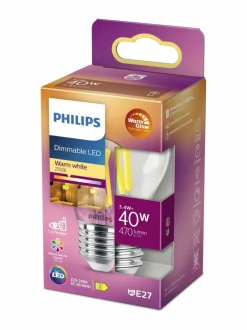 Lamput|Philips LED Classic 40W P45 E27 CL WGD90 SRT4 -kyttilälamppu CLEAR