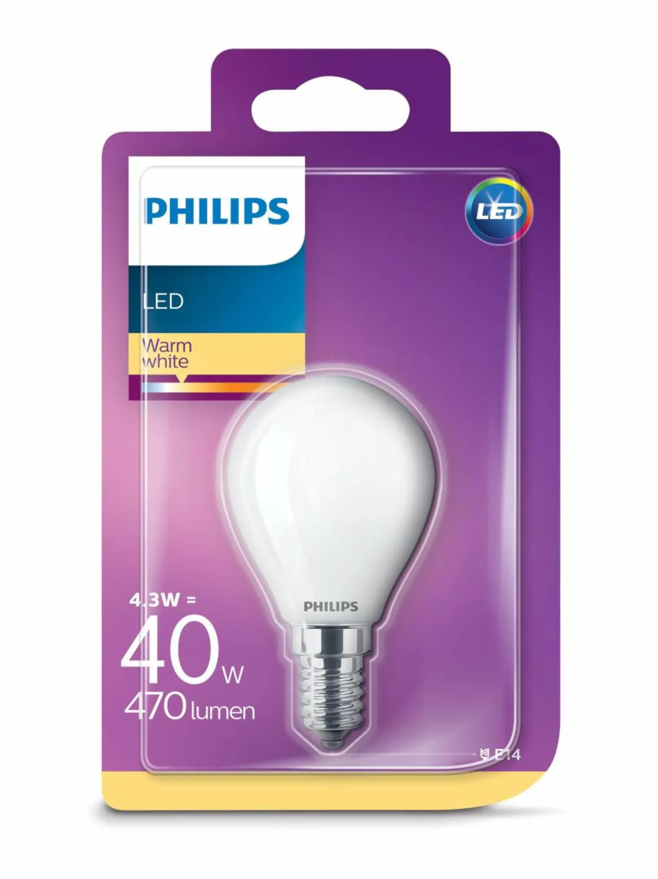 Lamput|Philips LED Classic 4,3W(40W) P45 E14 -mainoslamppu WHITE