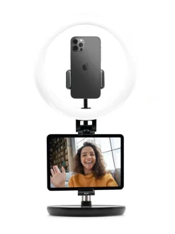 Puhelintarvikkeet|Fixed LED-rengasvalo, tabletin-/puhelinteline valolla MUSTA