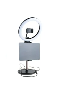 Puhelintarvikkeet|Fixed LED-rengasvalo, tabletin-/puhelinteline valolla MUSTA