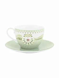 Mukit & Kupit & Asetit|PIP Studio Lily & Lotus - kuppi ja lautanen 280 ml LIGHT GREEN
