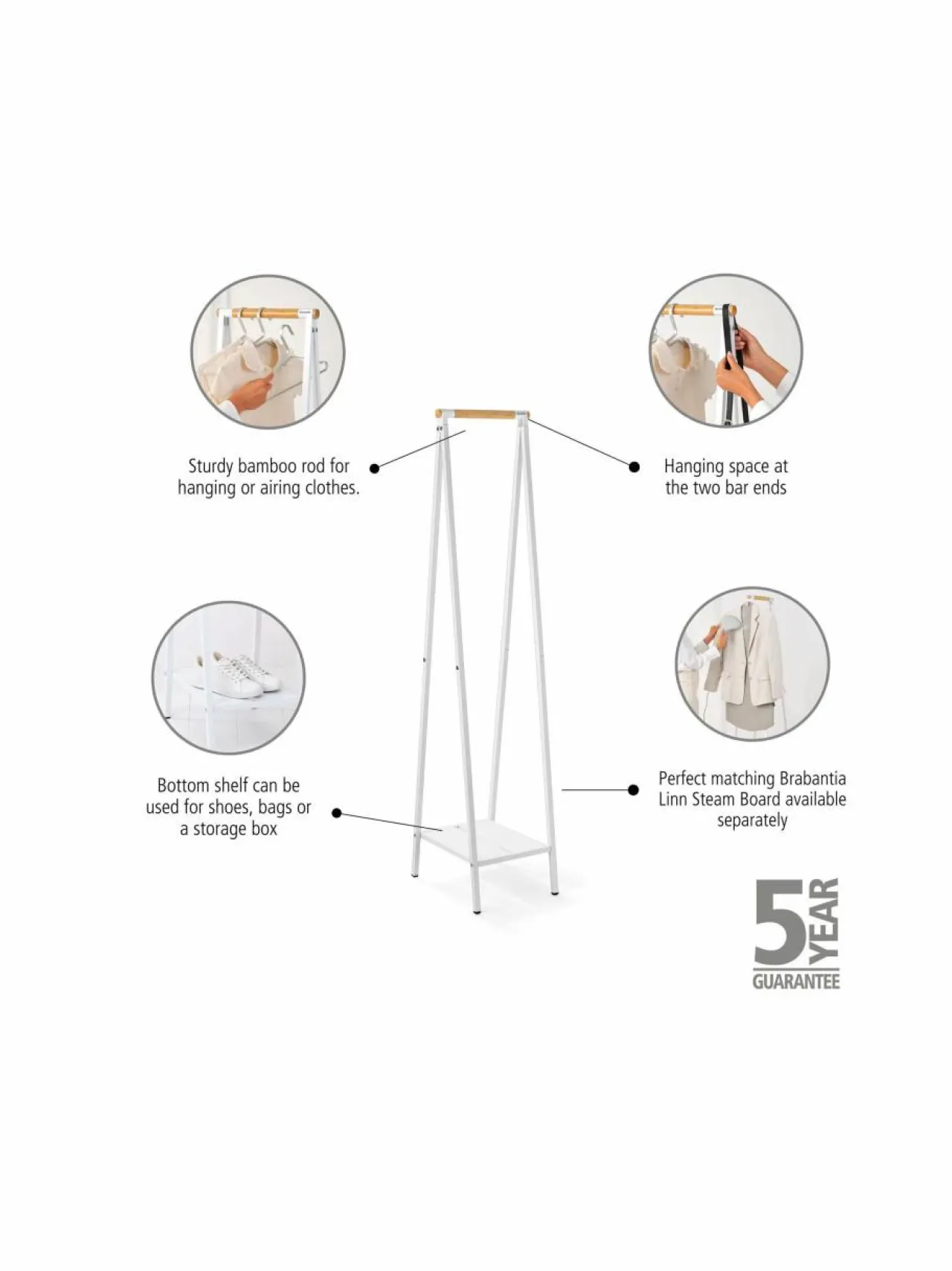 Pyykkihuolto|Brabantia Linn Compact -vaateteline WHITE