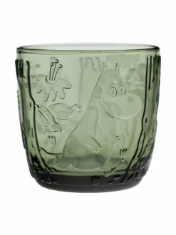 Lasit|Moomin Arabia Lumottu Metsä -juomalasi, 2 kpl PINE GREEN