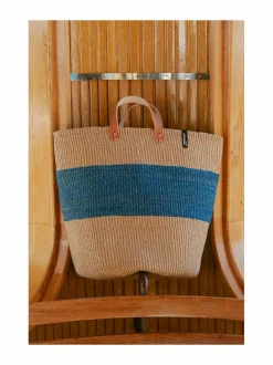 Säilytys|Mifuko Majani Market Basket L -korikassi ONE THICK STRIPE BLUE