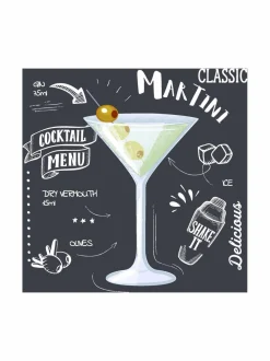 Keittiö- & Kattaustekstiilit|Paper+Design Martini-servetit 24 cm, 20 kpl BLACK