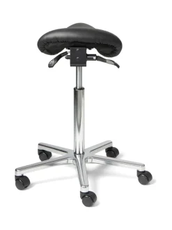 Tuolit & Jakkarat|ErgoFinland Matilda satulatuoli, musta nahkaverhoilu