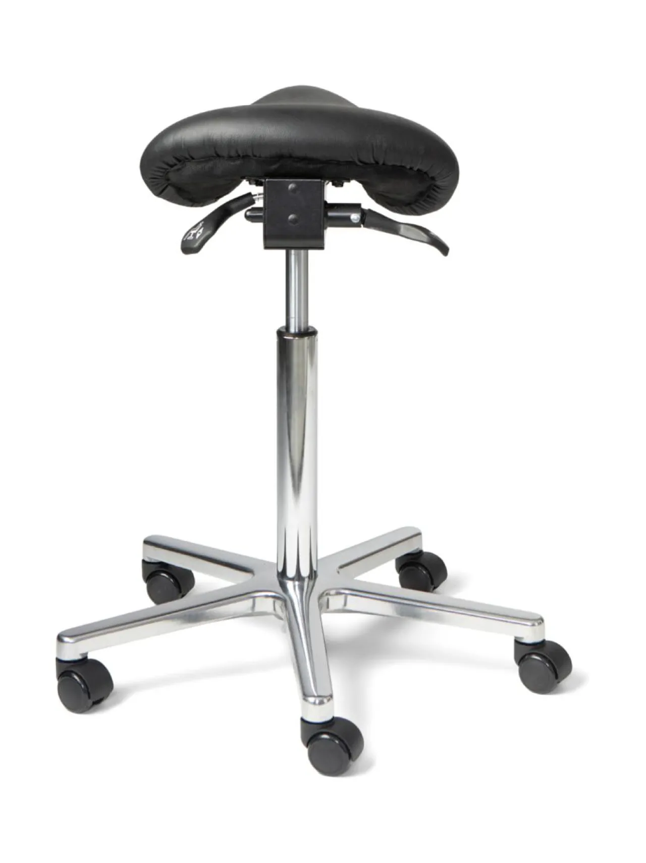 Tuolit & Jakkarat|ErgoFinland Matilda satulatuoli, musta nahkaverhoilu