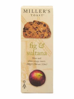 Makeat Delituotteet|Artisan Biscuits Miller's Toast -viikuna- ja sulttaanirusinakeksit, 100 g