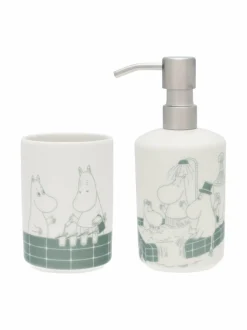 Koriste-Esineet|Moomin Arabia Muumi Kylpyhetki - saippuapumppu ja hammasharjateline BEIGE-GREEN