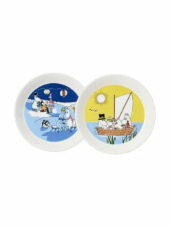Astiasarjat|Moomin Arabia Muumi Talvinuotio & Purjehtien -lautaset 19 cm, 2 kpl BLUE-YELLOW