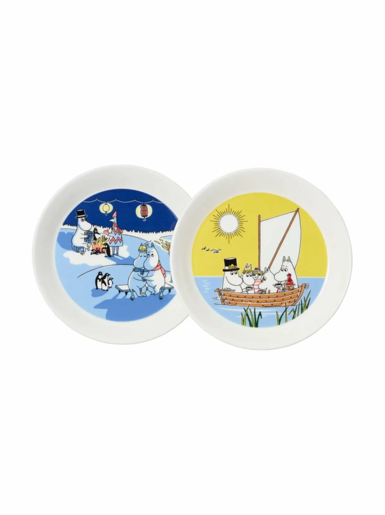 Astiasarjat|Moomin Arabia Muumi Talvinuotio & Purjehtien -lautaset 19 cm, 2 kpl BLUE-YELLOW