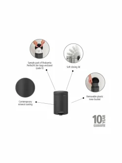 Roskakorit & -Pussit|Brabantia NewIcon-poljinroskakori 3 l MINERAL INFINITE GREY