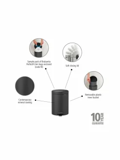 Roskakorit & -Pussit|Brabantia NewIcon-poljinroskakori 5 l MINERAL INFINITE GREY