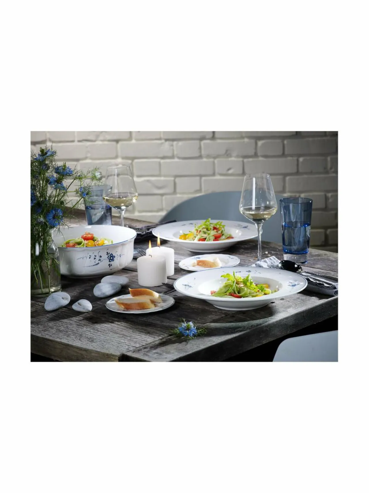 Lautaset & Kulhot|Villeroy & Boch Old Luxembourg -syvä lautanen 23 cm VALKOINEN/SININEN