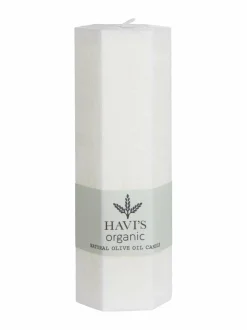 Kynttilät & Lyhdyt|Havi's Olive Oil Stearin Hexagon -kynttilä 5 x 15 cm WHITE