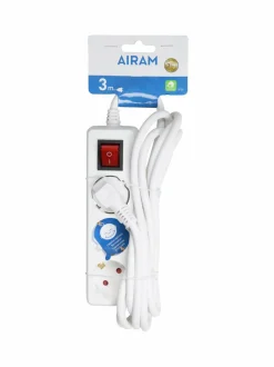 Turvatuotteet|Airam 3-osainen jatkojohto+kytkin 3 m WHITE