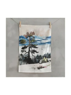 Keittiö- & Kattaustekstiilit|ESTER VISUAL Pellava-keittiöpyyhe Kuninkaanlaavu 45×65 cm MONIVÄRINEN PRINTTI