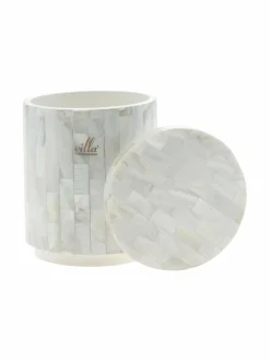 Kylpyhuonetarvikkeet|Villa Stockmann Perla- kannellinen säilytyspurkki PEARL/WHITE