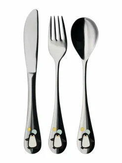 Aterimet & Tarjoiluvälineet|Pentik Pingviini -aterimet 3 kpl STEEL