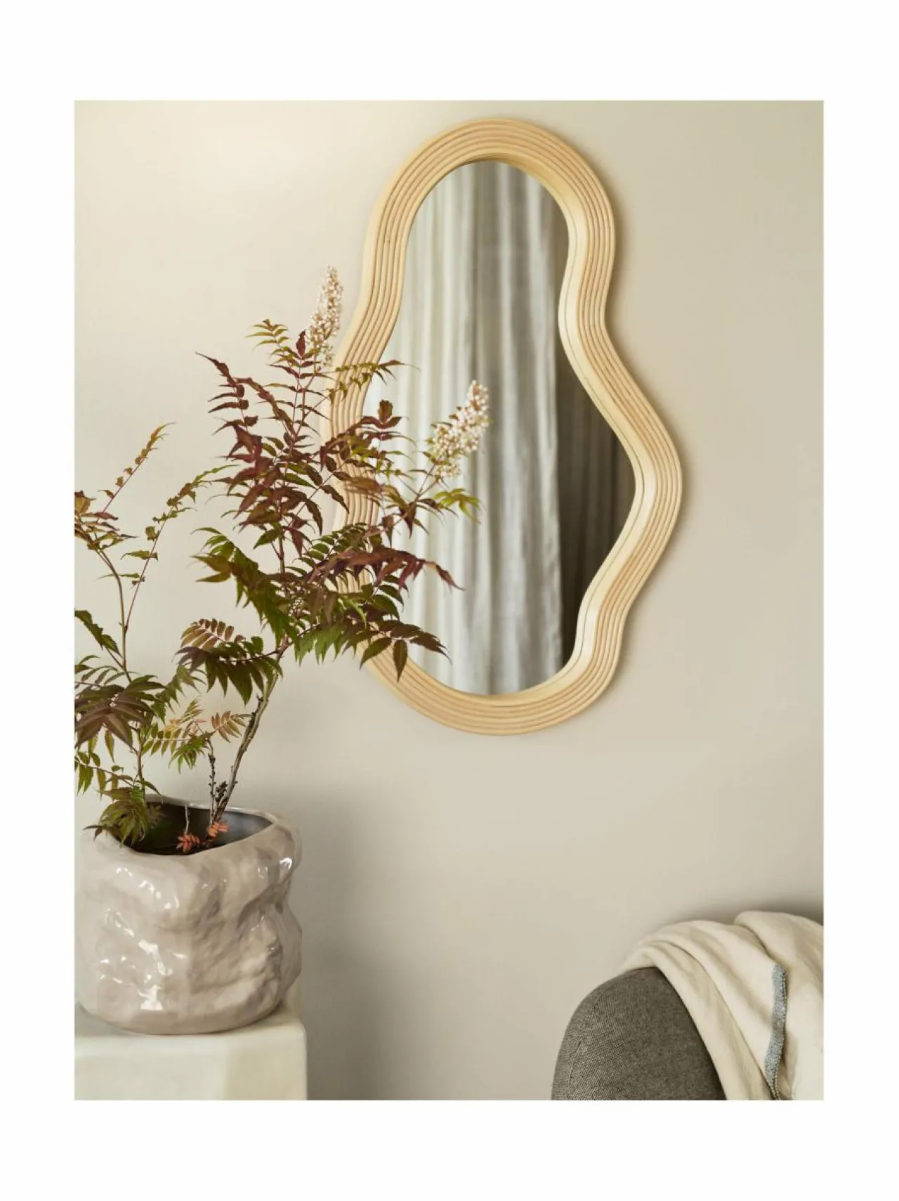 Peilit, Kellot & Kehykset|Ferm Living Pond-peili 72,5 x 40 x 5,5 cm NATURAL