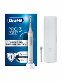 Hampaidenhoito|Oral-B PRO3- sähköhammasharja + matkakotelo WHITE