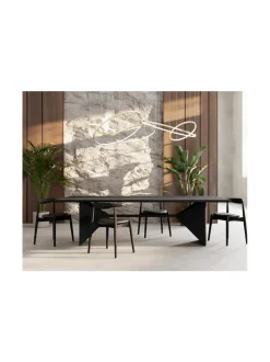 Pöydät|Havune Pyramis-ruokapöytä 250 x 110 x 74 cm MUSTA PETSAUS JA MATTA MUSTA LUONNONMUKAINEN KASVIÖLJYSEOS