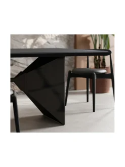 Pöydät|Havune Pyramis-ruokapöytä 250 x 110 x 74 cm MUSTA PETSAUS JA MATTA MUSTA LUONNONMUKAINEN KASVIÖLJYSEOS