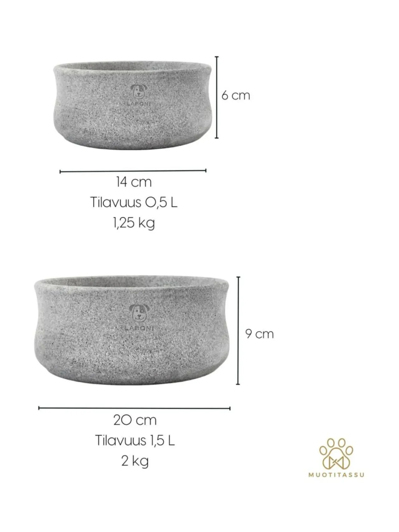 Ruokakupit Ja -Tarvikkeet|Laboni Rocky vuolukivi design ruokakulho - Tuplapakkaus