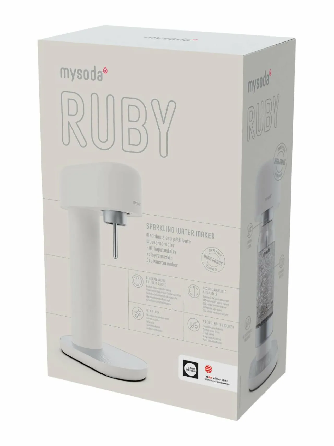 Muut Keittiölaitteet|Mysoda Ruby 2 -hiilihapotuslaite 14 x 24 x 41 cm WHITE SILVER