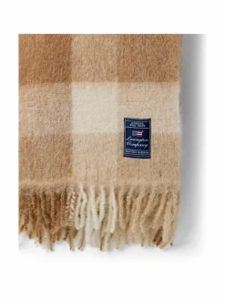 Huovat & Päiväpeitot|Lexington Ruudullinen peite mohairsekoitteesta 130 x 170 cm 2600-TH10 BEIGE/WHITE