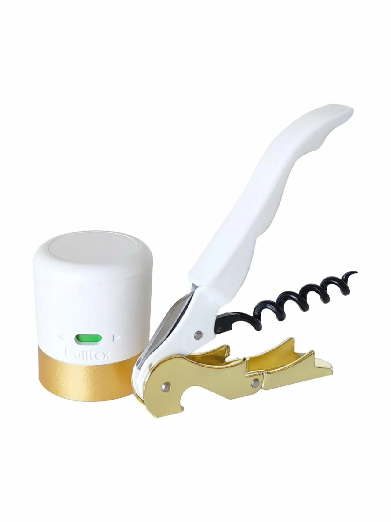 Baari- & Viinitarvikkeet|Pulltex Samppanjan korkki ja pullonavaaja WHITE