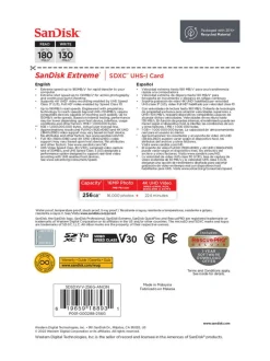 Kamerat|Sandisk Extreme 256GB SDXC (180MB/s) UHS-I (U3 / V30) muistikortti