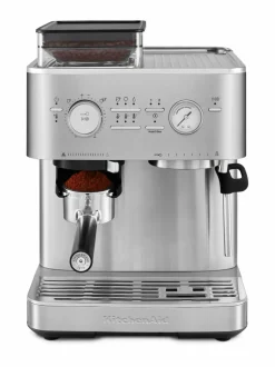 Kahvin- & Vedenkeittimet|KitchenAid Semi Auto Espresso KES6551 -puoliautomaattinen espressokone kahvimyllyllä STAINLESS STEEL