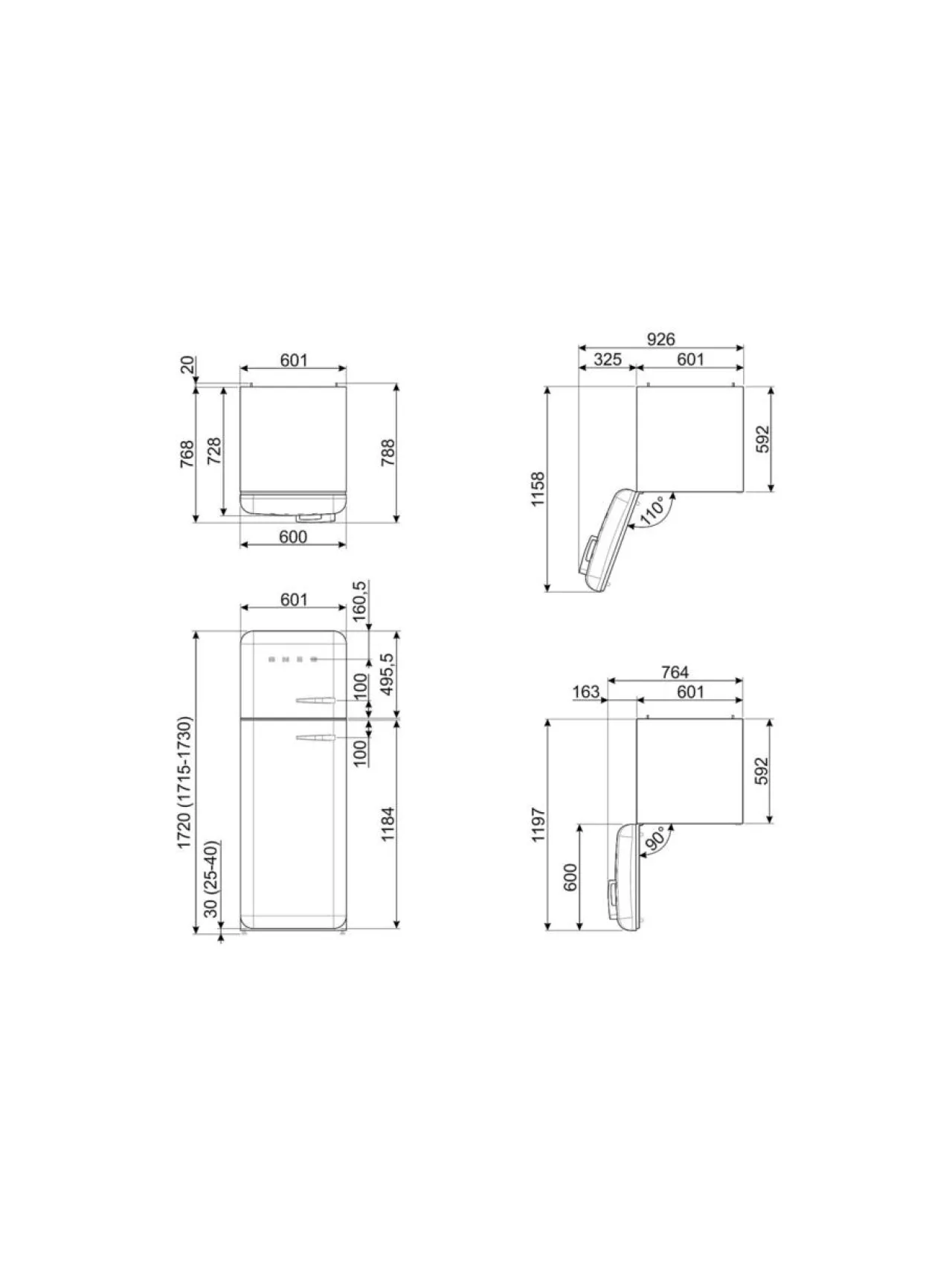Jääkaapit Ja Pakastimet|Smeg FAB30LOR5 -jääkaappipakastin, oranssi vasenkätinen