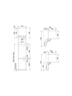 Jääkaapit Ja Pakastimet|Smeg FAB32LPB5 -jääkaappipakastin, pastellinsininen vasenkätinen