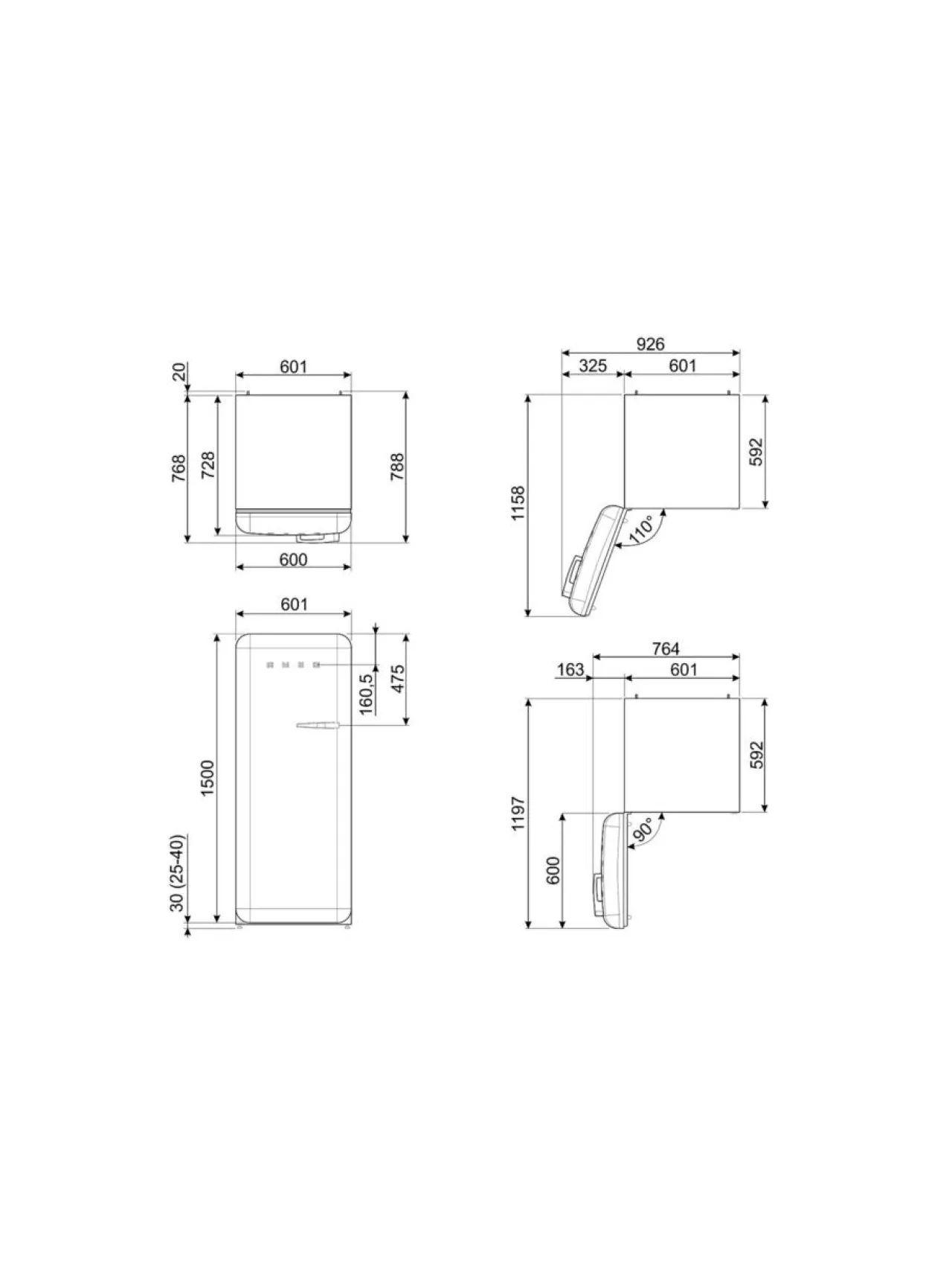Jääkaapit Ja Pakastimet|Smeg FAB28LRD5 Jääkaappi, punainen vasenkätinen