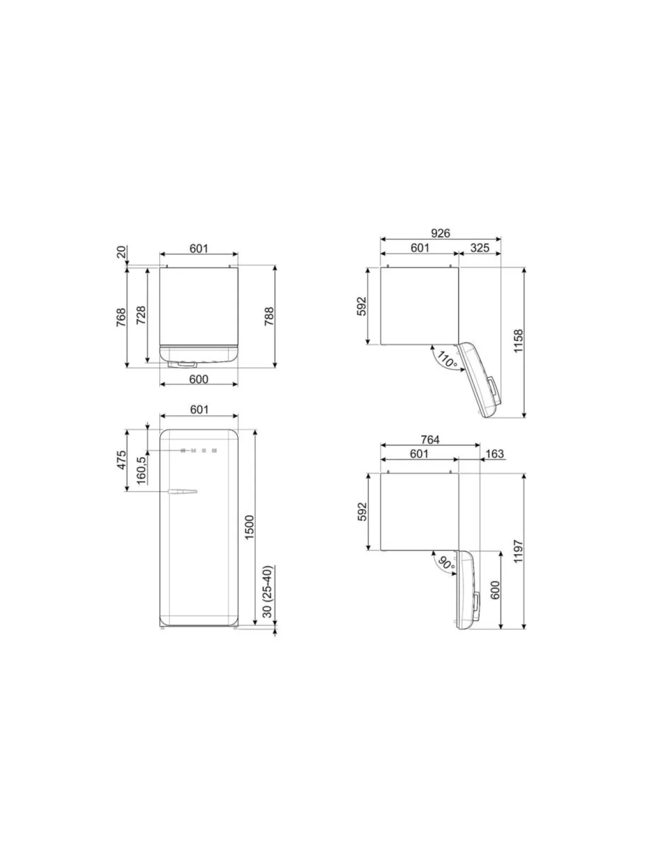 Jääkaapit Ja Pakastimet|Smeg FAB28RPB5 Jääkaappi, pastellinsininen oikeakätinen