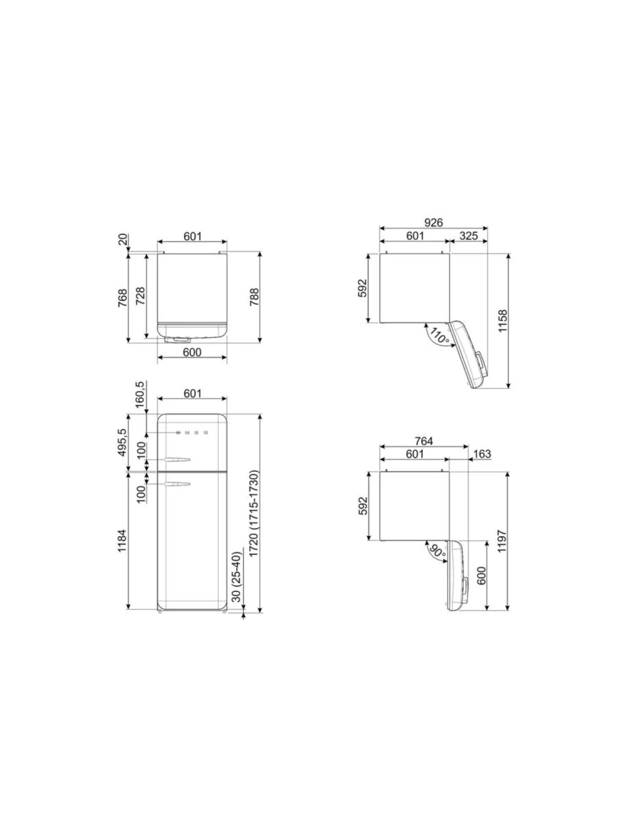 Jääkaapit Ja Pakastimet|Smeg FAB30RRD5 Jääkaappi, punainen oikeakätinen