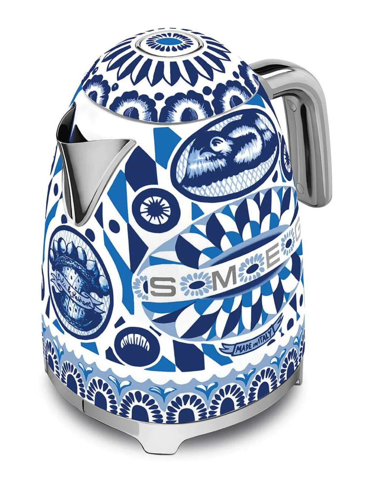Kahvin- & Vedenkeittimet|Smeg x Dolce & Gabbana "Blu Mediterraneo" -vedenkeitin, 1.7L WHITE & BLUE