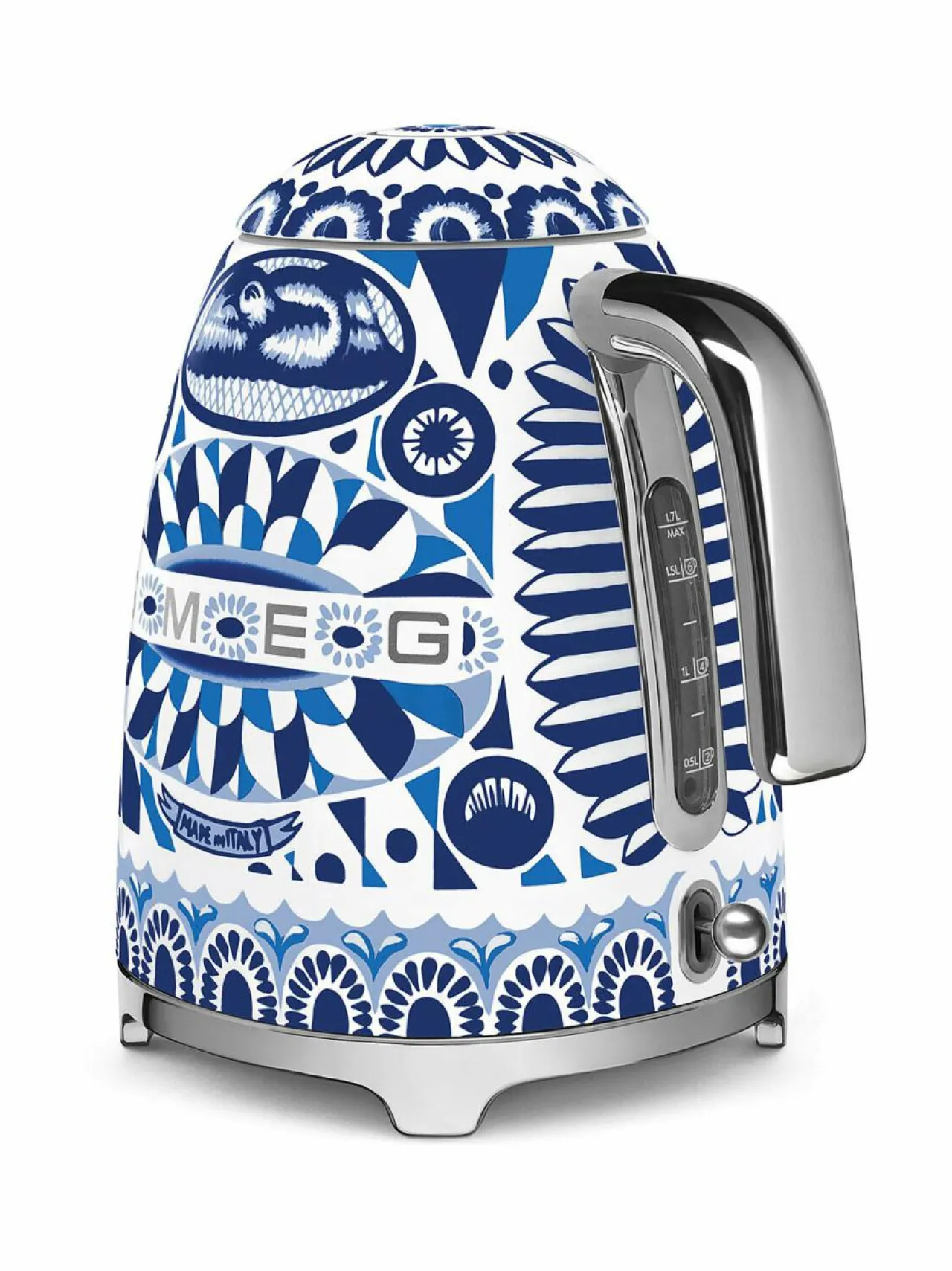Kahvin- & Vedenkeittimet|Smeg x Dolce & Gabbana "Blu Mediterraneo" -vedenkeitin, 1.7L WHITE & BLUE